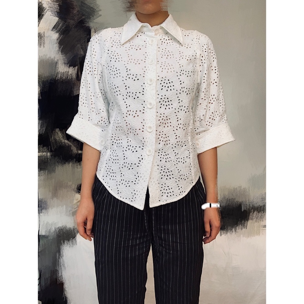Chloé structured lace button-down shirt top